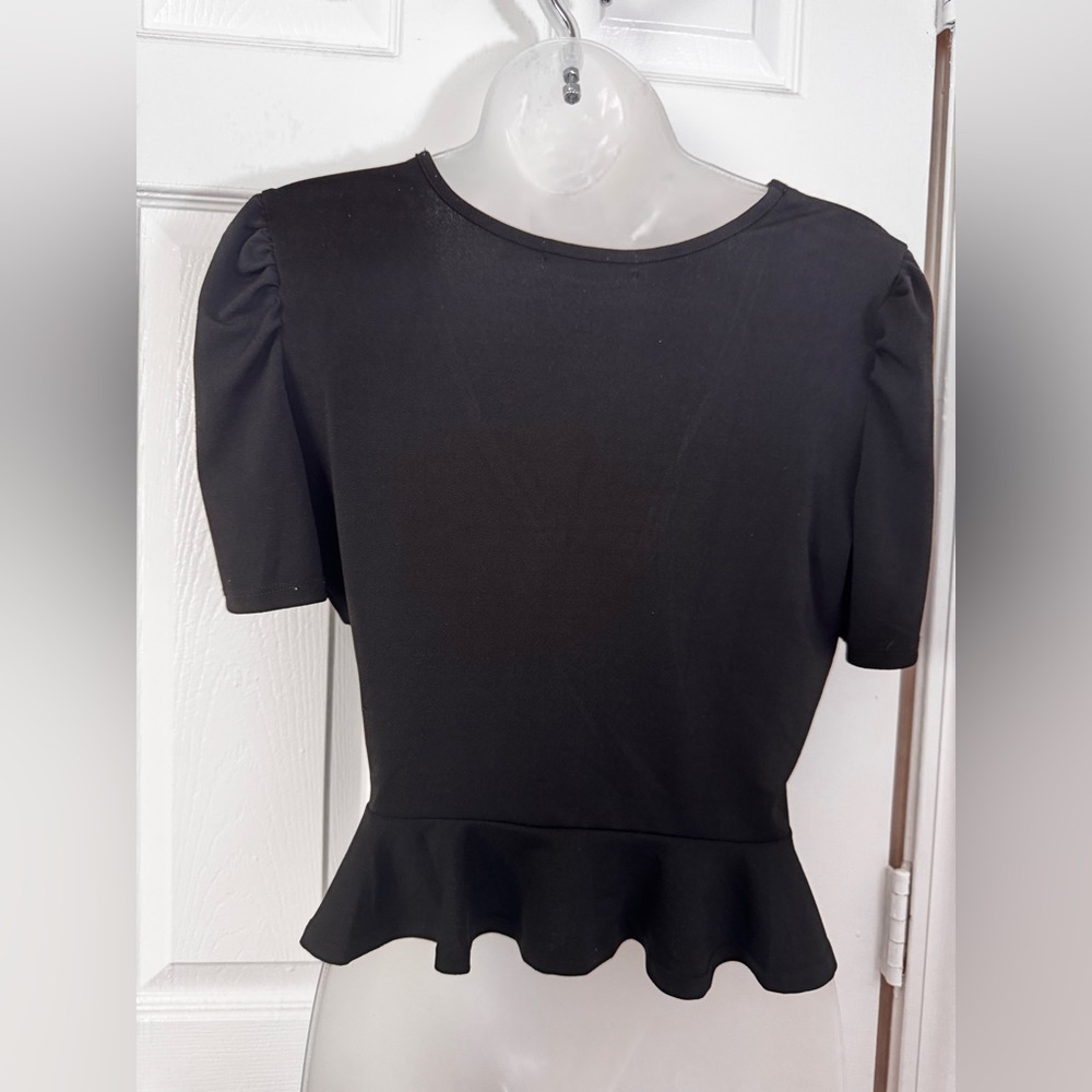 Elegant Black Lace Trimmed Juniors Top 0018 - Picture 4 of 5
